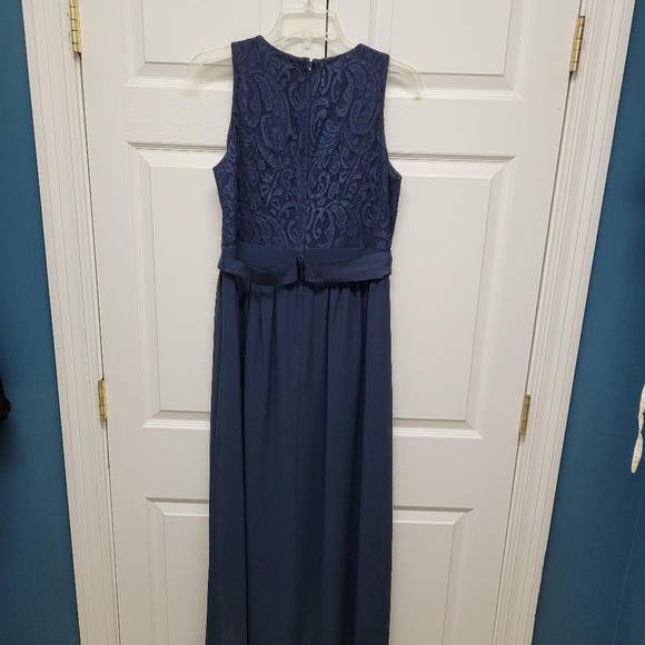 πHost Pickπ Belle Badgley Mischka Navy Full Length Formal Gown, Size 8 - Picture 8 of 14